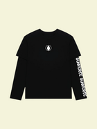 Suwerteclo black double layered sleeve shirt